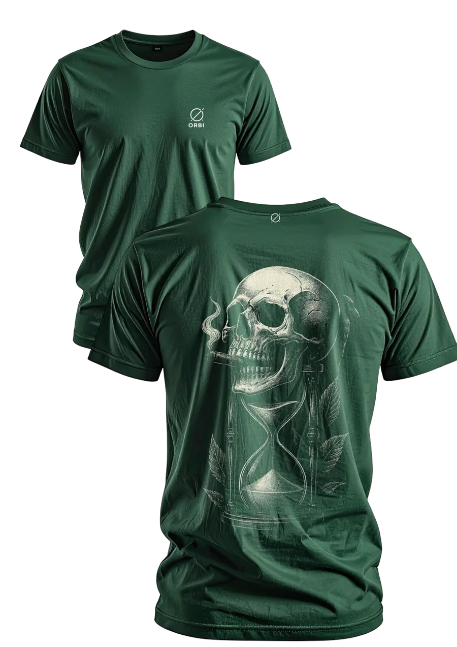 Skull Glass verde escuro - frente e costas